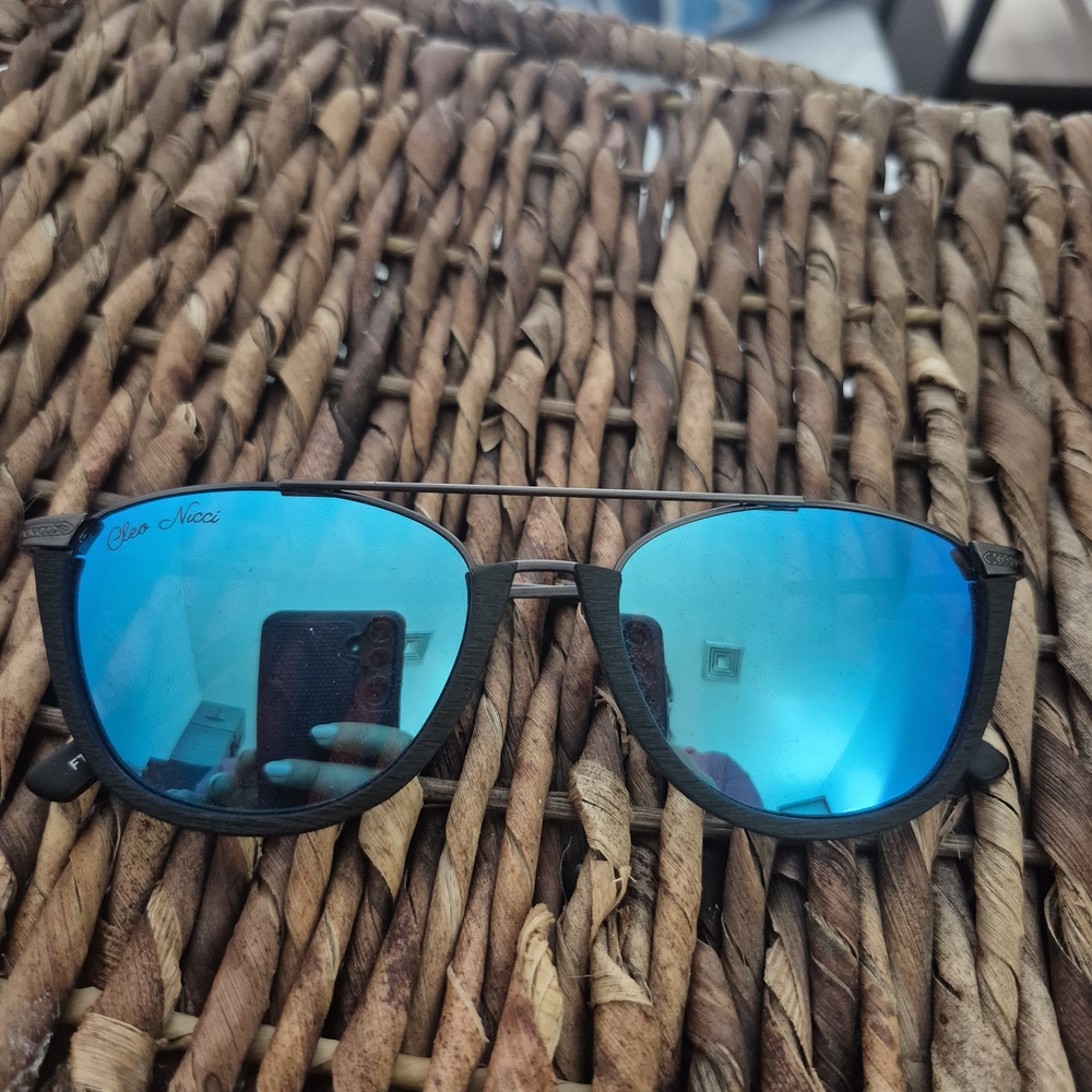 Women’s Blue Mirrored Sunglasses with Black Frame